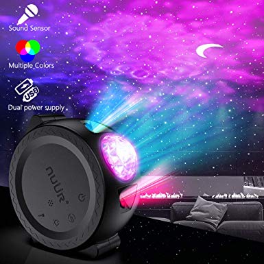 Ocean Wave Projector, NUÜR 3 in 1 Moon Star Projector USB Rechargeable with 2200mAh Battery Starry Night Light, Multi-Modes Night Light Projector with Sound Sensor Function for Kids Adults