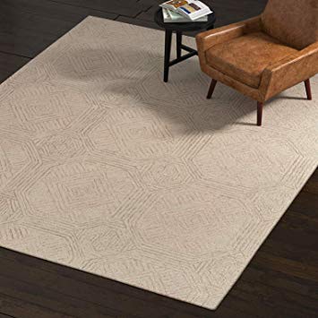 Rivet Geometric Wool Rug, 8' x 10', Gray, Ivory