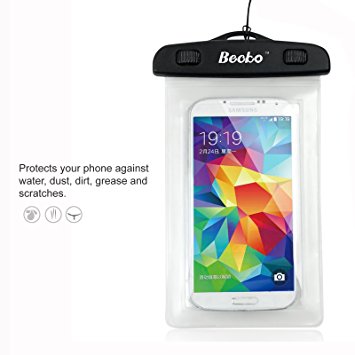 Becko Clear Waterproof Case Touch Responsive Front and Back, Universal Waterproof Wallet, Dry Bag, Pouch for 4.7" Cell Phone, IPhone 6, 5, 5s, 5c, 4, Samsung Galaxy S3, S4, LG G3, G2, HTC M8, M7, Gps, Mp3 Player and Digital Cameras. Perfect to Swimming, Surfing, Fishing, Boating, Skiing, Camping and Other Outdoor Sports