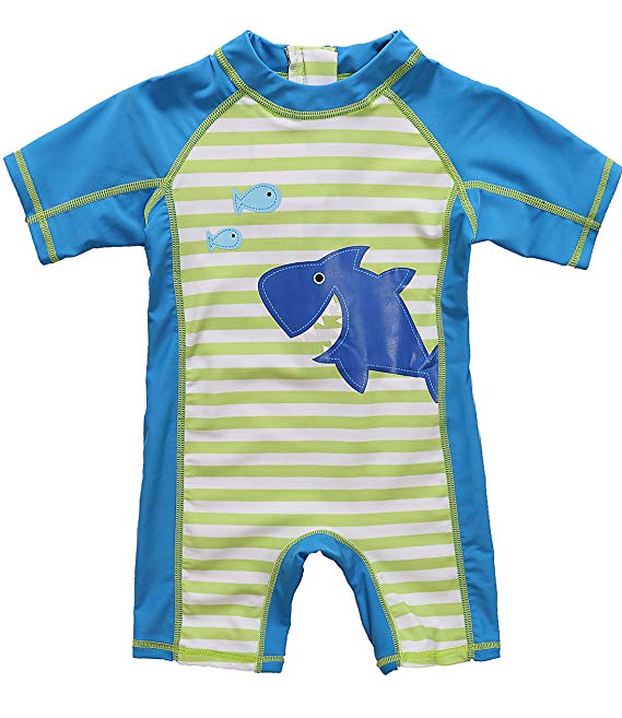 ATTRACO Baby Boys Girls' Short Sleeve Rash Guard Swimsuit Sunsuit 1 Piece UPF 50