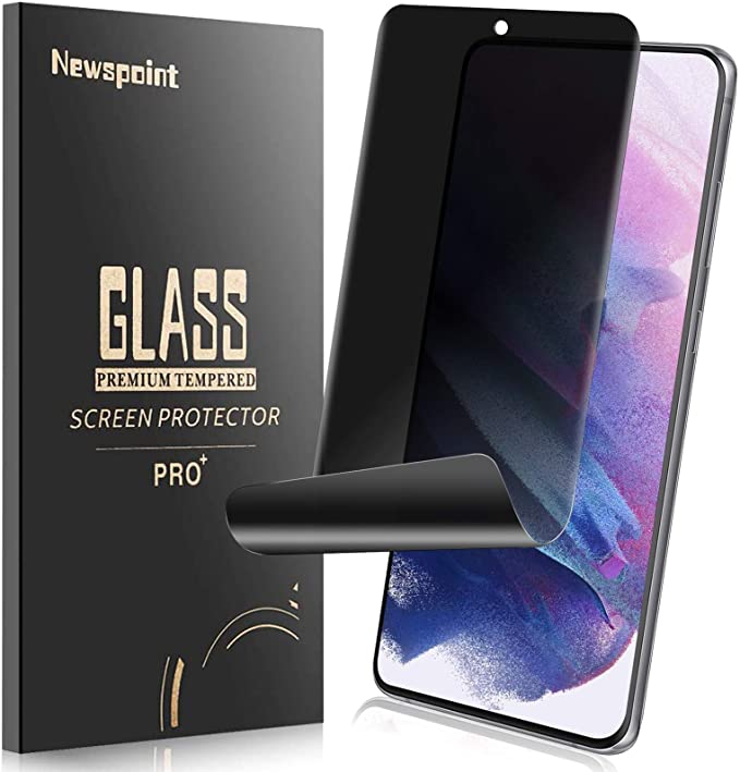Galaxy S21 Privacy Screen Protector, Newspoint [Case Friendly] [Fingerprint Available] Soft Film for Samsung Galaxy S21 5G (6.2"), Full Adhesive, Touch Sensitive, Anti-Spy, Bubble-Free