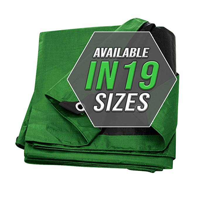 Tarp Cover Green/Black Waterproof 6x8 Great for Tarpaulin Canopy Tent, Boat, RV Or Pool Cover!!! (Standard Poly Tarp 6'X8')