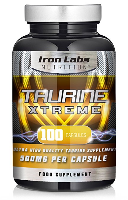 Taurine Xtreme - 500mg x 100 Vegetarian Capsules | High Quality Taurine Sports Supplement | UK Made & Results Guarantee