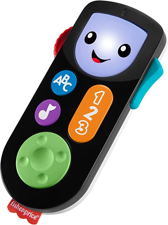 Fisher-Price Laugh & Learn Stream & Learn Remote, Electronic Pretend TV Remote Toy with Lights and Educational Content for Infants and Toddlers