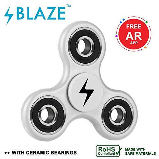 BLAZE | WHITE - Fidget Hand Spinner, Ultra Fast Ceramic Bearings, Finger Toy, Great Gift for ADD, ADHD, Anxiety, Working Adults and Children