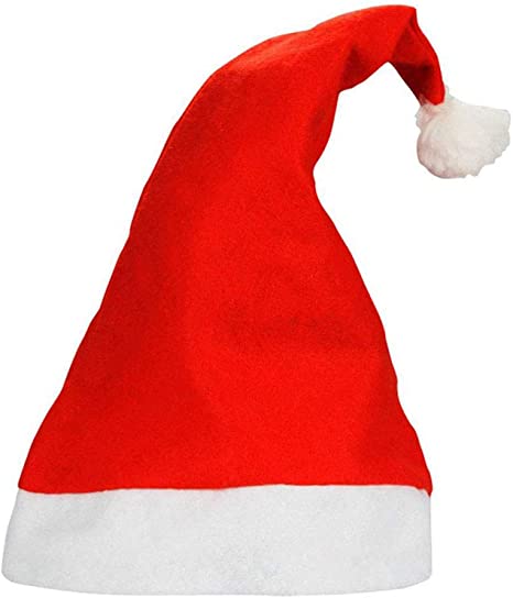 Yansanido 1 Dozen(12pack) 16'' x 12.2'' Adult Santa Hat Traditional Red and White Felt Hats Christmas Santa Hat