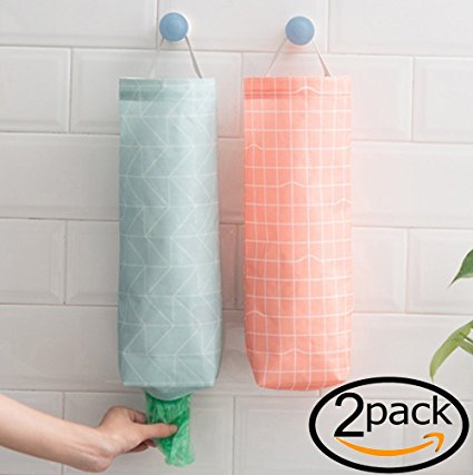 FSlife 2Pcs Plastic Bag Holder Waterproof Wall Mount Grocery Bag Dispenser Garbage Bag Organizer Plastic Bag Holder And Dispenser
