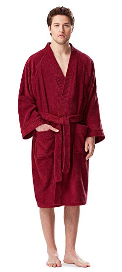 Arus Men's Short Kimono Bathrobe Turkish Cotton Terry Cloth Robe