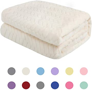 Rest-Eazzzy Flannel Blanket or Fluffy Blanket for Baby, Super Soft Warm Blanket for Infant or Newborn, Receiving Blanket for Crib, Winter Blanket, Stroller, Travel, Outdoor, Decorative (White 4050")