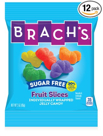 Brach's Sugar Free Fruit Slices Gummy Candy, 3 Ounce Bag, Pack of 12