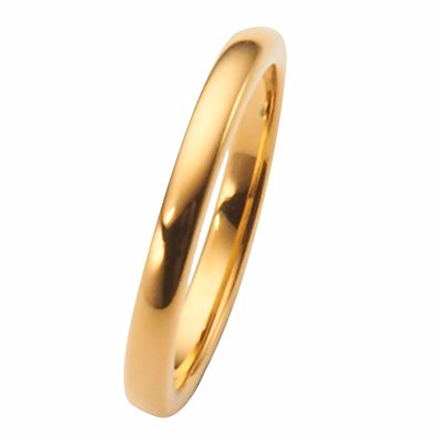 MJ 2mm Gold Plated Polished Tungsten Carbide Wedding Ring Classic Half Dome Band