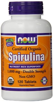 Now Foods Spirulina Certified Organic Tablets 1000 mg 120 Count