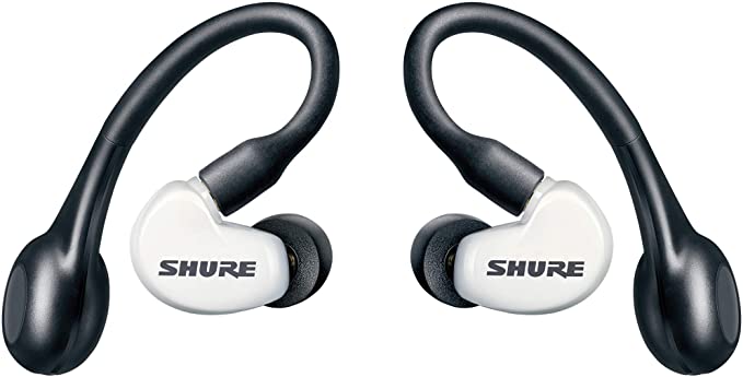 Shure AONIC 215 True Wireless Sound Isolating Earbuds, Premium Audio Sound with Deep Bass, Bluetooth 5, Secure Fit Over-the-Ear, Long Battery Life with Charging Case, Fingertip Controls - White