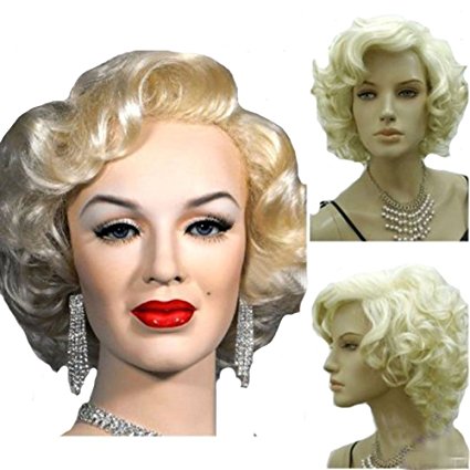 KOLIGHT Marilyn Style Wig Women Short Curly Sexy Cosplay Costume Party Hot Quality Hair Wig Girls Free Cap  Comb