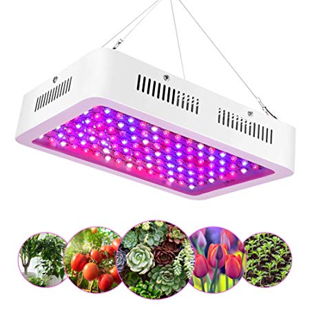 1000W LED Plant Grow Light, High Power Full Spectrum Double Chips Plant Lamp for Indoor Plants Veg and Flower with Red Blue White UV IR for Garden Greenhouse Seeding Hydroponic, 120LEDs 100-240V With Daisy Chain and Tail Plug