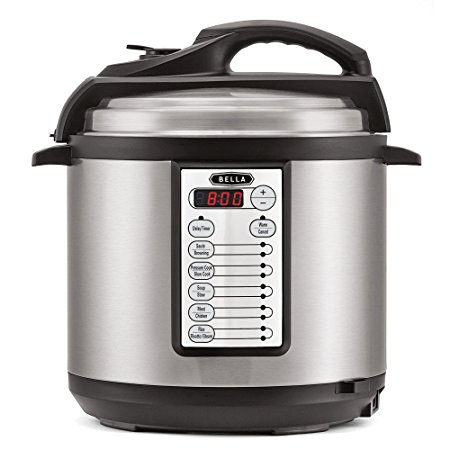 Bella Multi-Function Electric 6 Litre Pressure and Slow Cooker - Cooks Your Food 70% Faster Than Conventional Ovens (1000W Power)