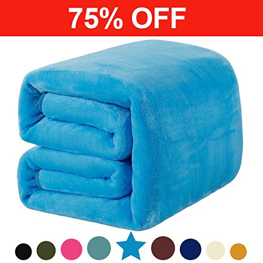 Fleece Twin Blanket 330 GSM Super Soft Warm Extra Silky Lightweight Bed Blanket, Couch Blanket, Travelling and Camping Blanket (Lake Blue)
