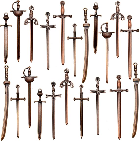 Zonon 21 Pieces Antique Swords Knife Bookmark Charms Swords Knife Pendants Knife Charms for Bookmarks DIY Necklace Bracelace Jewelry Making