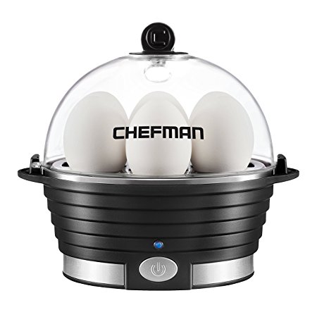 Chefman Egg Cooker, Electric Countertop Modern Stylish Design, Six Egg Capacity and Removable Tray - RJ24-V2-Black