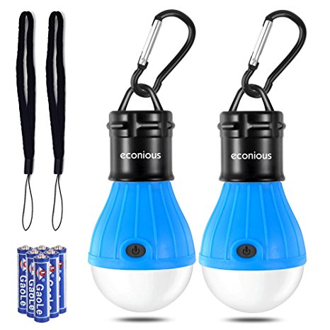 LED Camping Light, Portable LED Tent Lantern for Backpacking Camping Hiking Fishing Emergency Light waterproof Battery Powered Lamp [2 Pack with 6 AAA Batteries]