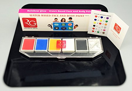 Rainbow Glow Face Paint Kit for Professional Adults, Non Toxic Hypo Allergenic & Kids Safe Long Lasting, Easy to Wash Off