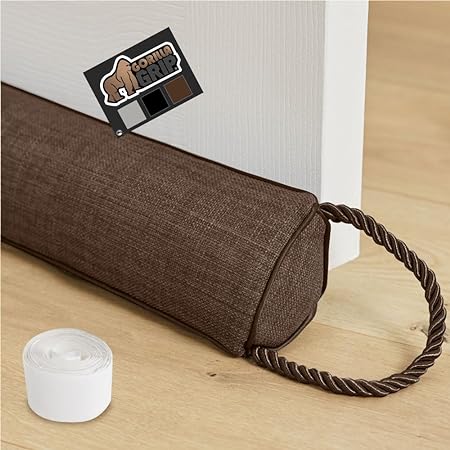 Gorilla Grip Heavy Duty Door Draft Stopper, 36", Blocks Hot Cold Air Wind Noise for Gaps Up to 3” Under Doors, All Season Bottom Drafter Blocker, Easy Install Stoppers, Home Dorm Room Essential, Brown