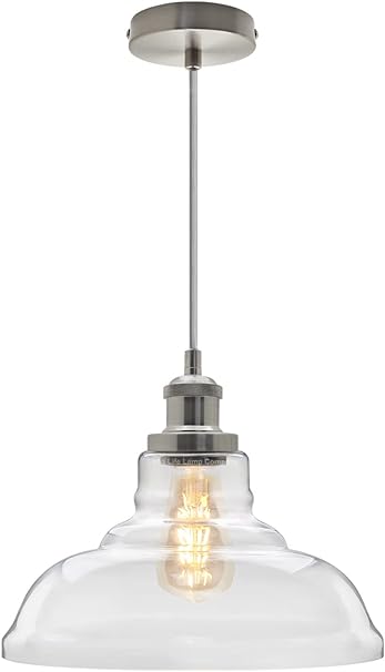 Long Life Lamp Company Modern Retro Chrome Pendant Light Glass Bowl Ceiling Lamp Shade Clear Transparent H3021