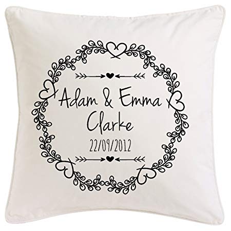 Personalised vintage flourish personalisable cushion Wedding Present, Engagement gift, wedding anniversary idea