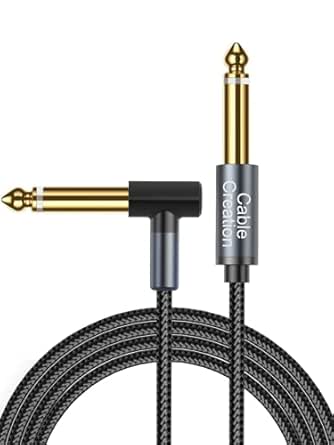 CableCreation Instrument Guitar Cable (10FT/3M), 6.35mm Mono Jack 1/4" TS Male to Male Right Angle Audio Cable Nylon Braid for ElectricGuitar, Bass, Keyboard, Mixer, Amplifier, Amp, Speaker, Equalizer