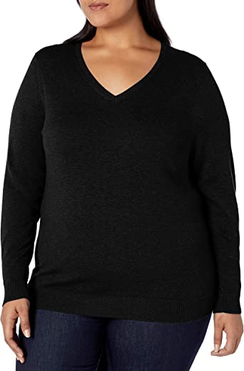 Amazon Essentials Women's Classic-Fit Lightweight Long-Sleeve V-Neck Sweater (Available in Plus Size)