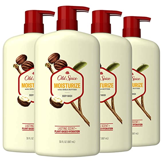 Old Spice Men's Body Wash Moisturize with Shea Butter, 30 oz (Pack of 4)