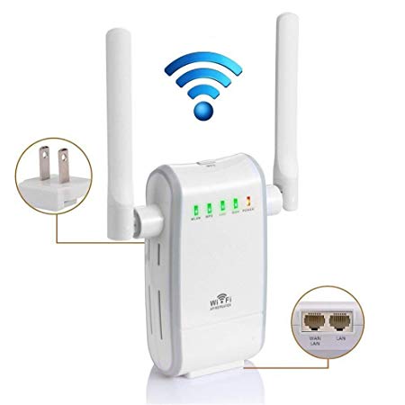 WiFi Range Extender/300Mbps Mini WiFi Extender/360 Degree Full Coverage/Wireless Repeater/Internet Signal Booster with External Antennas.