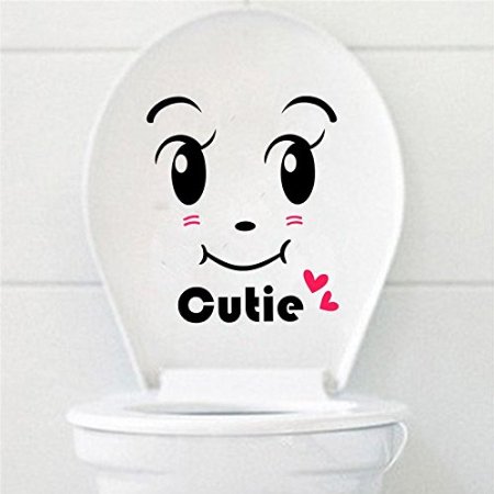 New Smiley Face Toilet Decal Wall Mural Art Decor Funny Bathroom WC Sticker For Toliet Home Fashion Decoration