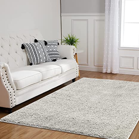 NANAN Large Shag Area Rug 8 x 10 Shaggy Area Rug for Living Room Solid Plush Carpet Soft Non-Shedding Rug for Office Home Decor Bedroom (8' x 10', Mist Gray )