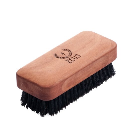 Zeus 100% Boar Bristle Beard Brush for Men - Medium Firm Bristles, Military-Style Palm Brush for Softer, Healthier and More Lustrous Beards - Made in Germany