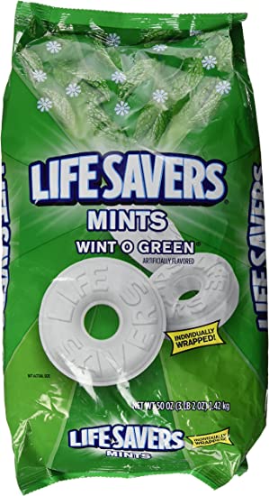 LIFESAVER 21524 Hard Candy, Wint-O-Green, 50oz Bag