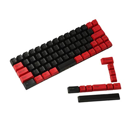 YMDK Carbon Blue White Red Black Minila Keyset Thick PBT OEM Profile Keycaps For Filco Minila YD60M Tada68 GK64 (Black Red Mixed)