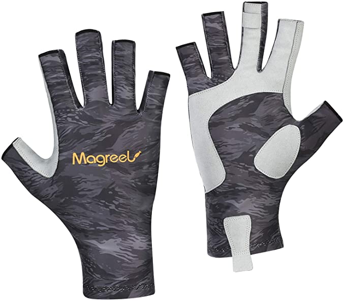 Magreel UV Protection Fishing Gloves for Men Women, UPF50  Sun Protection Fingerless Gloves Breathable Gloves for Sailing, Cycling, Boating, Kayaking, Padding, Surfing, Hiking
