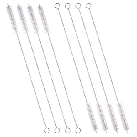 GFDesign Drinking Straw Cleaning Brushes Set 10.5" Extra Long 10mm Extra Wide Pipe Tube Cleaner Nylon Bristles Stainless Steel Handle - 10.5" x 3/8" (10mm) - Set of 8