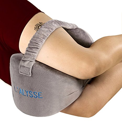 Sciatica Nerve Pain Relief Knee Pillow - Great for pains of Hip, Leg, Knee, Back and Pregnancy - Memory Foam Wedge Leg Pillow with Washable Cover(Grey)