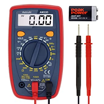 AstroAI Digital Multimeter with Ohm Volt Amp and Diode Voltage Tester Meter (Dual Fused for Anti-Burn)