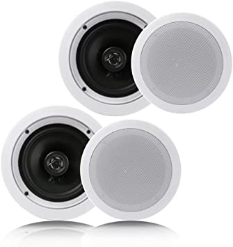 Pyle Pair 6.5” Flush Mount in-Wall in-Ceiling 2-Way Home Speaker System Spring Loaded Quick Connections Dual Polypropylene Cone Polymer Tweeter Stereo Sound 200 Watts (PDIC1661RD)