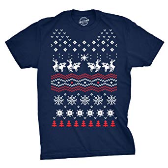 Crazy Dog T-Shirts Humping Moose Holiday Sweater T Shirt Funny Ugly Christmas Sweater Shirt Blue