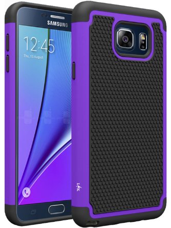 Note 5 Case, LK [Drop Protection] [Shock-Absorption] Hybrid Dual Layer Armor Defender Protective Case Cover for Samsung Galaxy Note 5 (Purple)