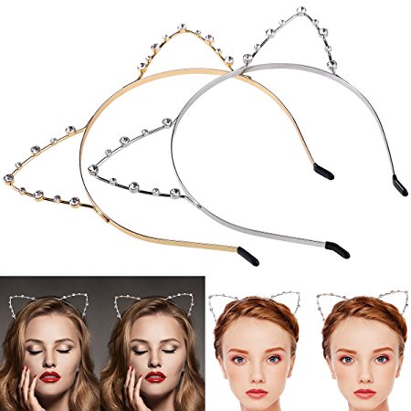 ETEREAUTY Cat Ears Headband 2 Pieces for Child Adult