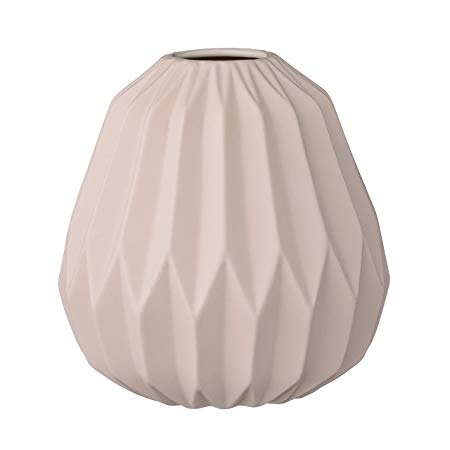 Bloomingville Fluted Ceramic Vase with Matte Nude Finish