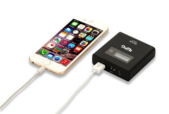 RIF6 Nova Portable Wireless Multiple USB Charger; 5000mAh External Battery Power Bank for iPhone, Samsung and Mobile USB Devices with LCD Display Screen (Black)