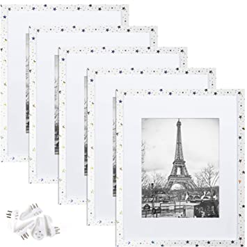 upsimples 11x14 Picture Frame Set of 5,Display Pictures 8x10 with Mat or 11x14 Without Mat,Wall Gallery Photo Frames,Star Twinkle