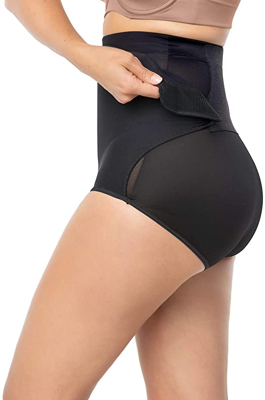 Leonisa High-Waist Slimming C-Section Postpartum Recovery Panty with Adjustable Belly Wrap