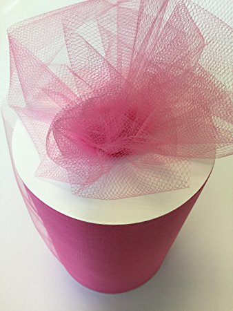 Tulle Fabric Spool/Roll 6 inch x 100 yards (300 feet), 34 Colors Available, On Sale Now! (shocking pink)